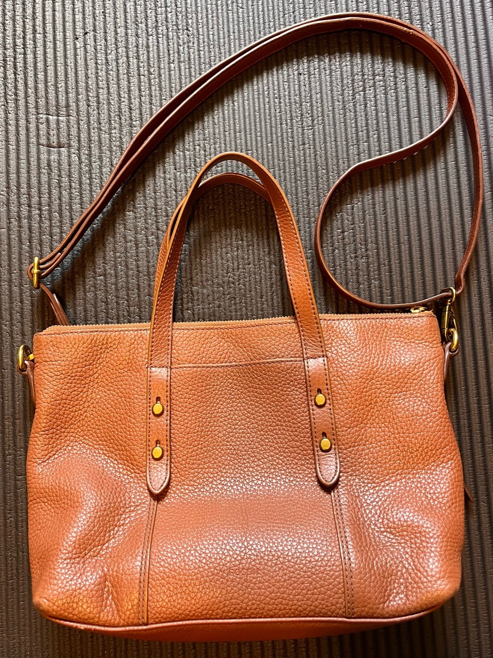 Leather Convertible Shoulder Bag in Tan